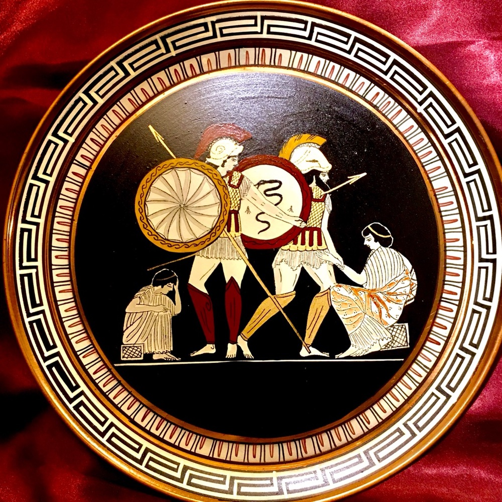 ANCIENT GREEK ‘WARRIORS’ VINTAGE COPPER WALL PLATE